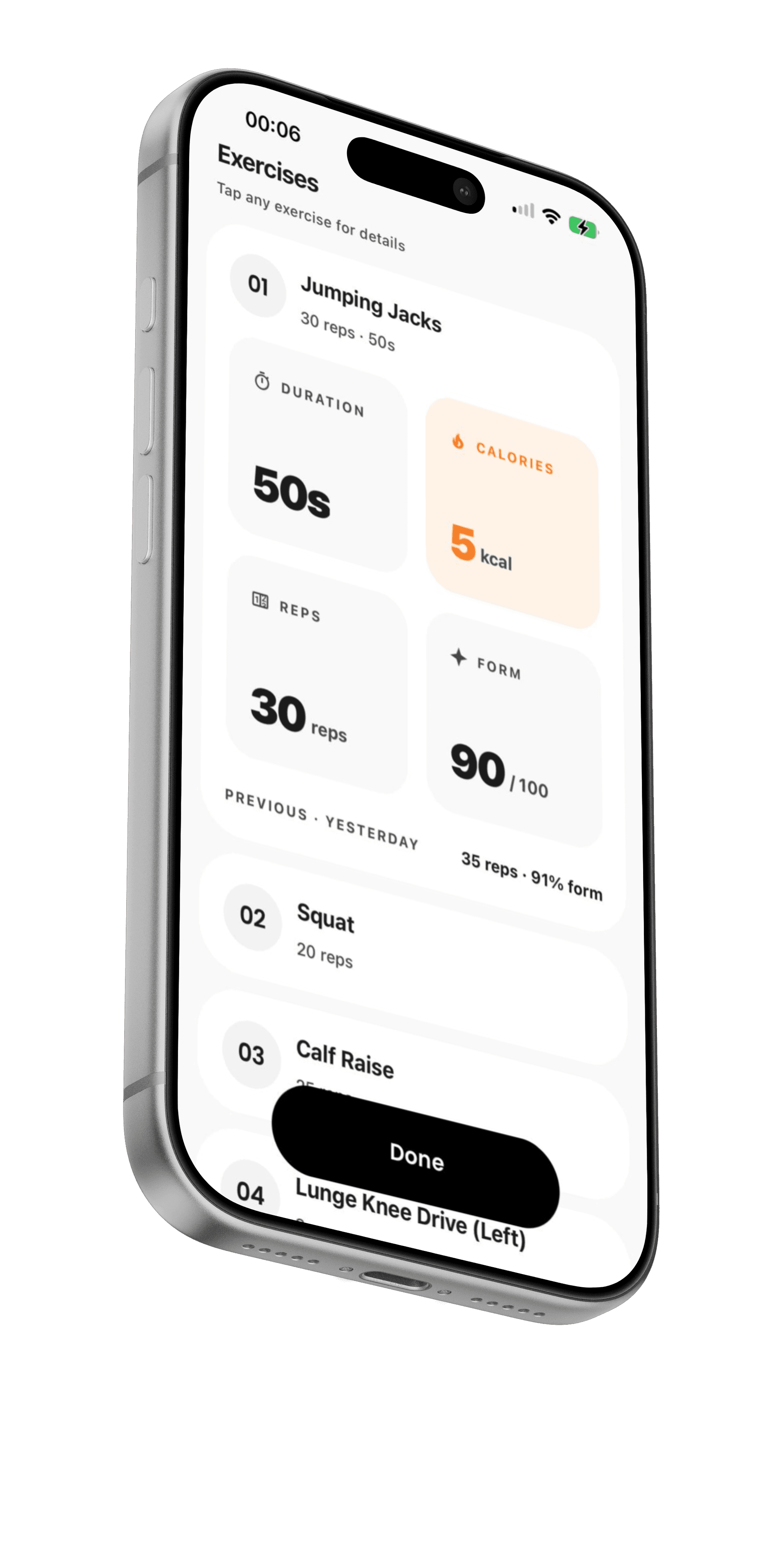 UpFit exercises with live form scoring
